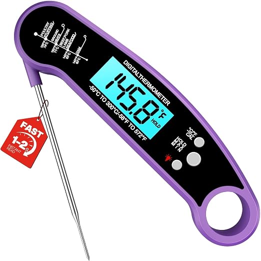 Meat Thermometer, Digital Instant Read Food Thermometer for Grilling, BBQ, Air Fryer, Smoker, Candy, Kitchen Gadgets, BBQ Essentials, Gift for Dad, Men, Women, Purple