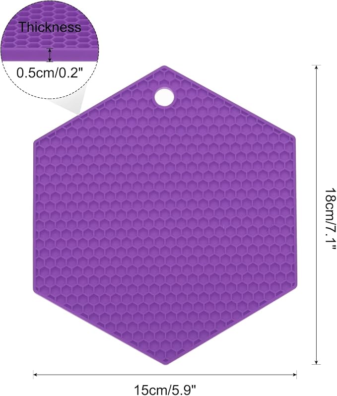uxcell 4pcs Silicone Hexagonal Trivet Mats, Purple