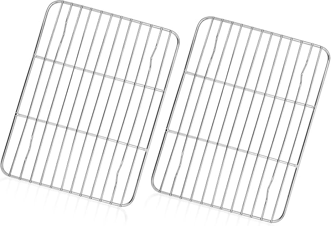 TeamFar Cooling Rack, 8.75” x 6.25” Stainless Steel Wire Baking Rack for Cooking Roasting Grilling, Fit for Oven Pan, Oven & Dishwasher Safe, Non-toxic & Heavy-Duty, 2PCS