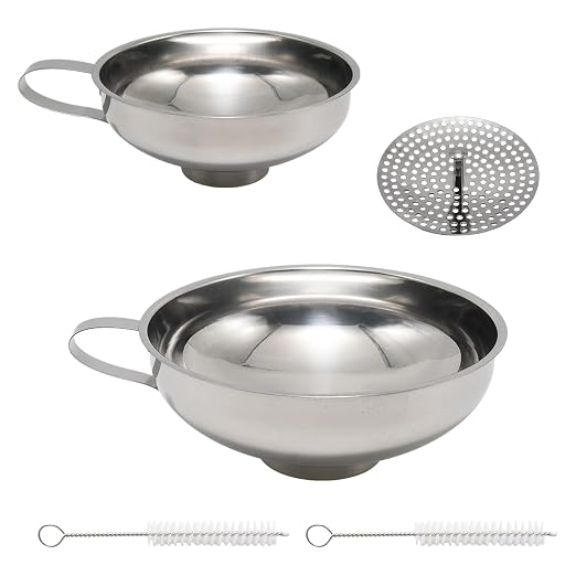 Silver Stainless Steel Canning Funnel Set, Wide Mouth Funnel Large Metal Funnels, Kitchen Use Canning Supplies for Transferring Liquid Power Jam Grains Dry Wet Ingredients