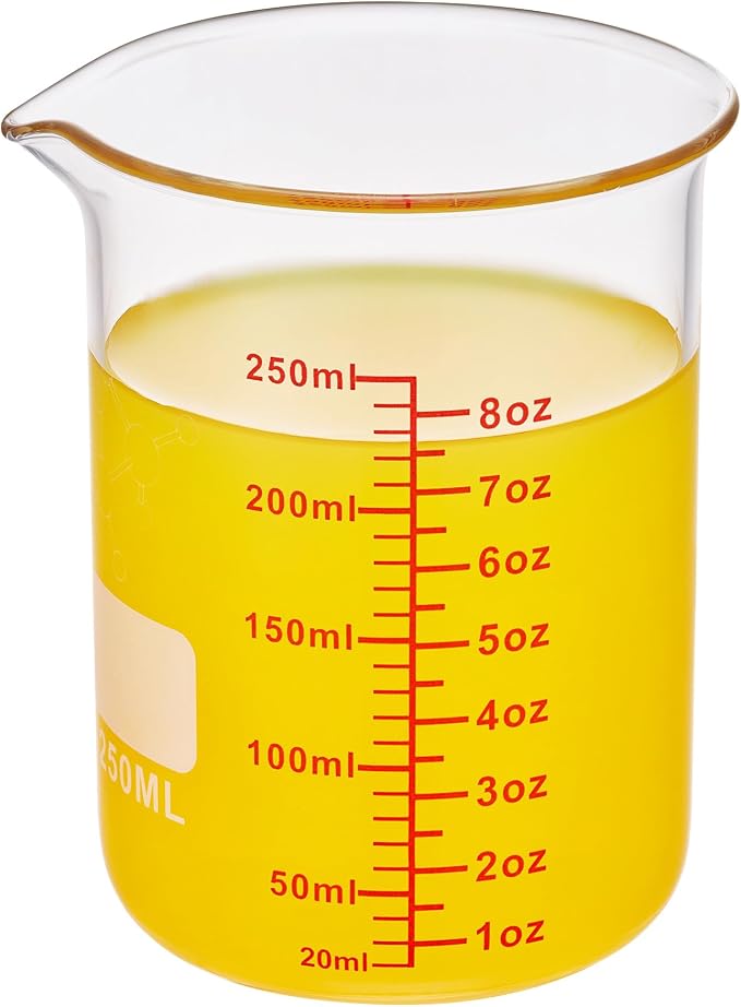 High Borosilicate Glass Measuring Cup-V-Shaped Spout,250ml(8OZ) Glass Measuring Beaker for Kitchen or Restaurant, Easy to Read