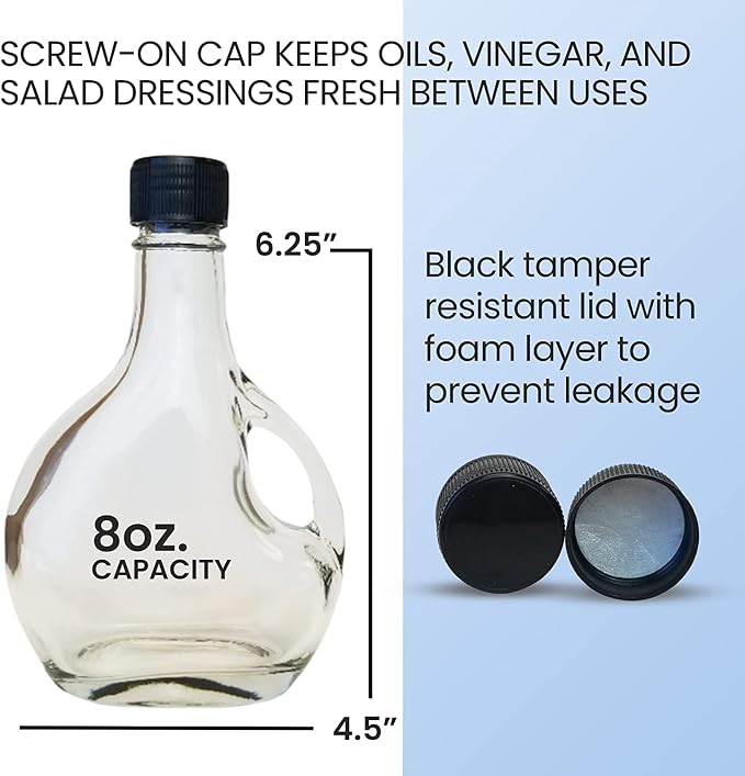 Cornaby's Clear Glass Storage Juice Bottles with Lid | European Style | Salad Dressing Container Set of 3, 8 Oz | Perfect for Gourmet Gift Giving | Homemade Oil Cruet, Syrup Dispenser