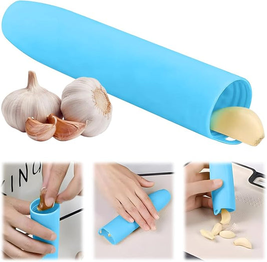 Silicone Garlic Peeler Tube- Garlic Roller Peeling Tube Tool Garlic Odorfree Peel Garlic Easy Roll Tube Useful Kitchen Gadgets (Blue)