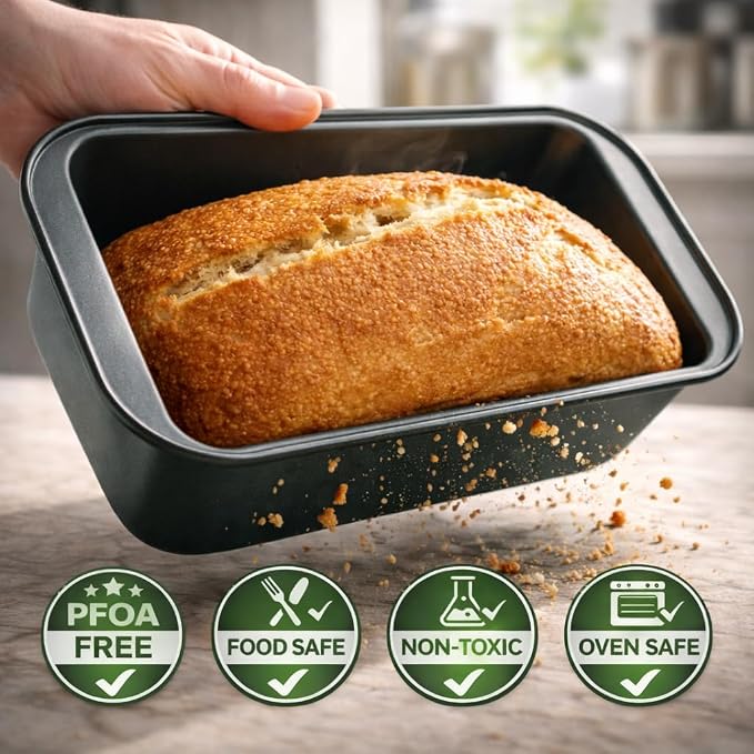 Wee's Beyond Non-Stick Loaf Pan 10x5 Inch Carbon Steel Bread Pan, Easy Release & Easy Clean Bread Baking Pan, Durable Banana Bread Pan for Homemade Bread & Meal Prep Baking