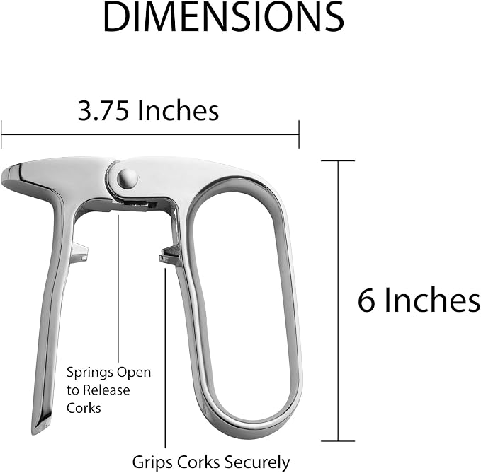HIC Kitchen Bar Champagne Opener, Spring-Action Design, Easy Removal For Natural And Synthetic Champagne Corks, Sparkling Wine Accessory