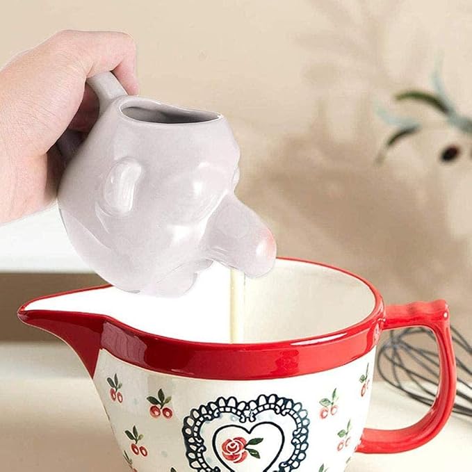 Ceramic Egg Yolk Separator, Funny Dwarf Egg White and Egg Yolk, from Nose to Household Kitchen Gadget Tools,Suitable for Cooking Baking, Creative Kitchen Tools(White)