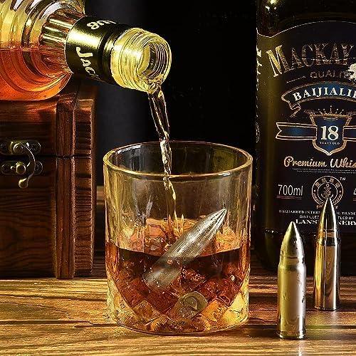 EooCoo Mens Gifts, Whiskey Stones Gift Set with 6 Pcs Stones and Box, Reusable Ice Cubes for Drinks, Cool Gadgets Bourbon Mens Gifts for Dad, Husband, Whiskey Lover