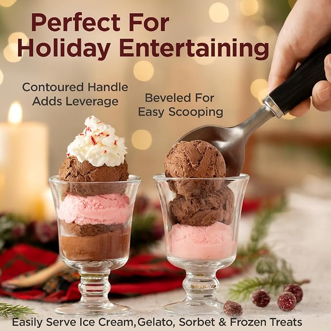 HIC Kitchen Classic Ice Cream Parlor Spade, Stainless Steel, Wide Flat Blade For Ice Cream Cakes Gelato Sorbet Frozen Yogurt, Set of 2