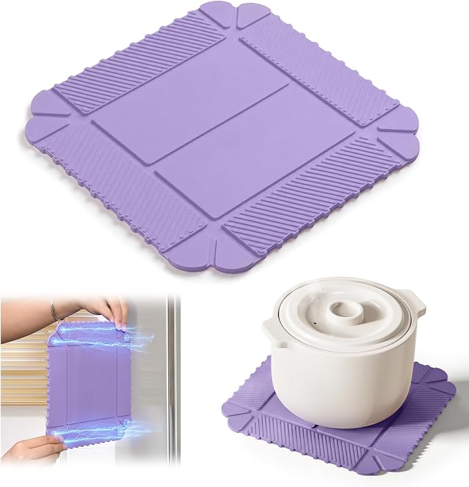 Magnetic Silicone Trivet & Pot Holder, Kitchen Heat Resistant Mat | Trivets for Hot Dishes, Hot Pots & Pans, Non-Slip Hot Pads for Countertops & Dining Table & Oven, Jar Opener & Spoon Rest