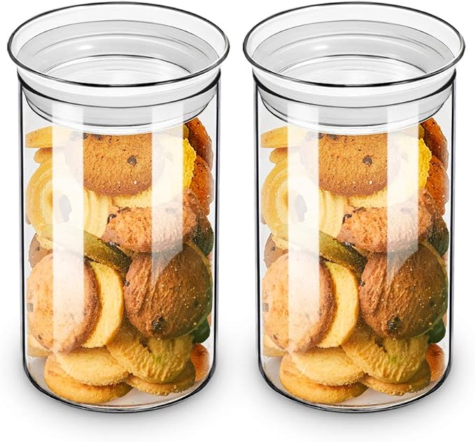 ZENS Glass Jars with Airtight Lid Set of 2, 37oz Kitchen Storage Jars | Clear Glass Canisters with Airtight Lids, Thick Borosilicate Glass Airtight Containers for Cereal, Dry Food Storage