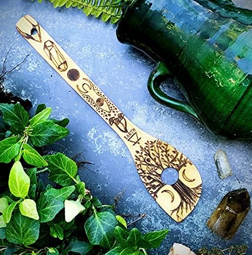 Kitchen Witch Utensils Set Laser Engraved 5 Elements Bamboo Large Cooking Utensils Set Cottagecore Kitchen Witch Gift Romantic Mothers Day Gifts