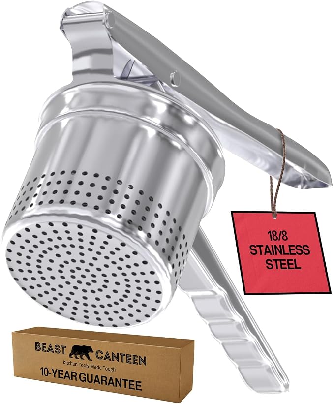 Potato Ricer - Ricer for Mashed Potatoes, Made of 18/8 Stainless Steel, Make Fluffy Smooth Mashed Potatoes & Rice Cauliflower, Vegetables, Professional Kitchen Tool, Press, Large Masher