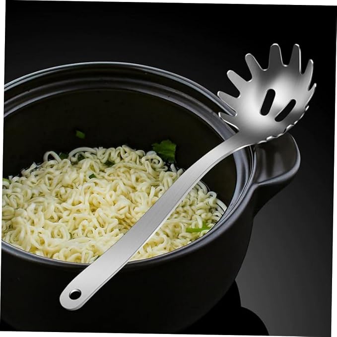 BESTOYARD Stainless Steel Pasta Server Spoon Noodle Strainer for Cooking Ramen Spaghetti Easy to Clean