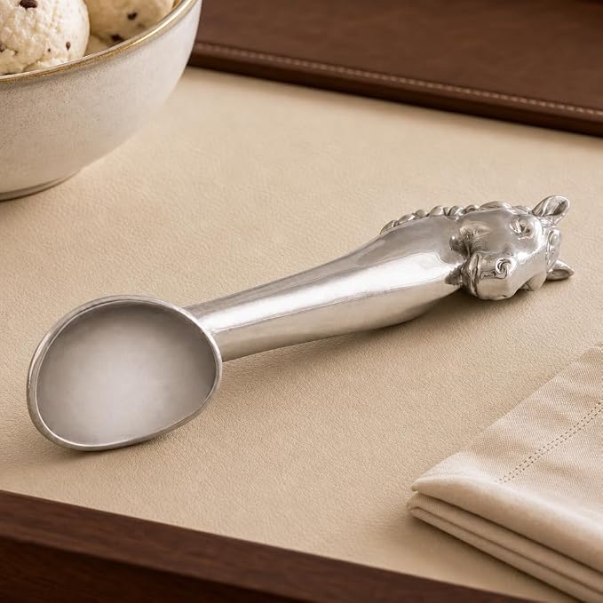 Arthur Court Horse Ice Cream Scoop - Premium Aluminum Equestrian Serveware - 10 Inch Long for Ice Cream and Desserts