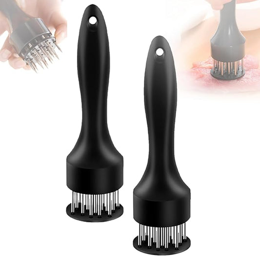 Stainless Steel Meat Tenderizer, Meat Tenderizer Tool Meat Tenderizer with 21 Stainless Steel Ultra Sharp Needle Blades Kitchen Gadgets for Chicken Steak Beef Meat Tenderizer (Black, 2Pcs)