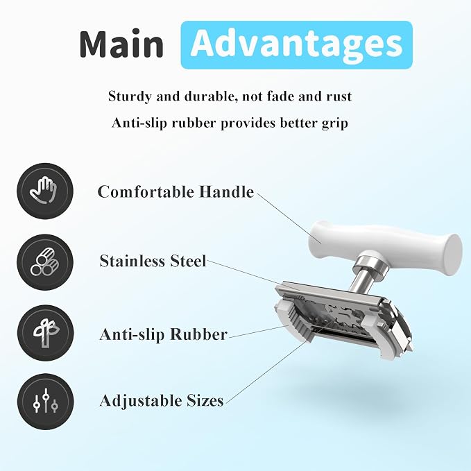 Jar Opener for Seniors with Arthritis & Weak Hands, Easy Twist Jar Openers, Adjustable Multifunctional Jar Lid Opener, Jar Bottle Cap Opener Gripper, Useful Gifts for Elderly/Women/Men (White)