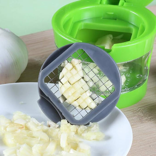 Garlic Chopper Roller, Garlic Press and Peeler Ginger Cutter Mincer with Stainless Steel Blades Kitchen Gadget Tool Set Green