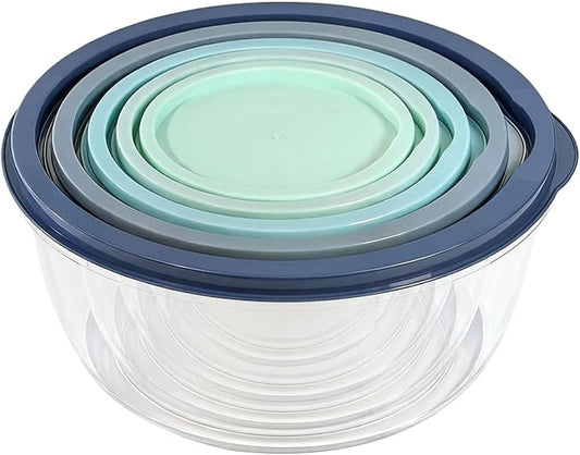 5-Piece Plastic Mixing Bowl Set with Lids for Kitchen, Nesting Kitchen Bowl Set for Mixing Baking, Prepping, Cooking & Food Storage Microwave Safe