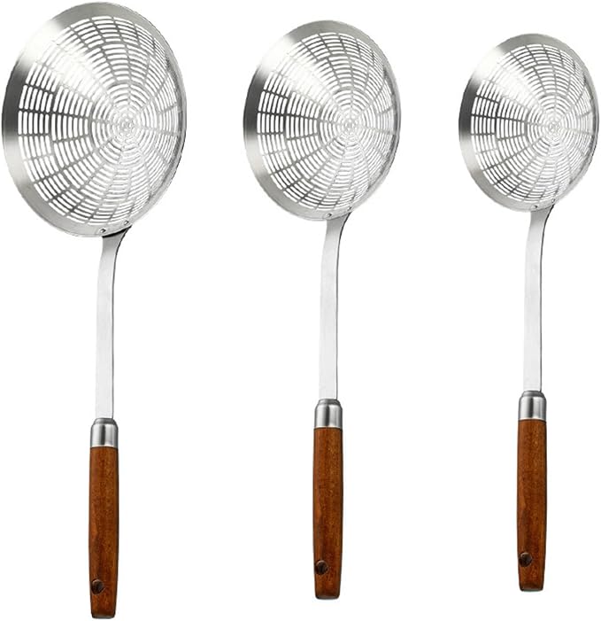 Large Bowl Slotted Spoon Comfortable Grip Handle Skimmer Ladles for Draining and Cooking Metal Kitchen Utensils Tool Restaurant Tool