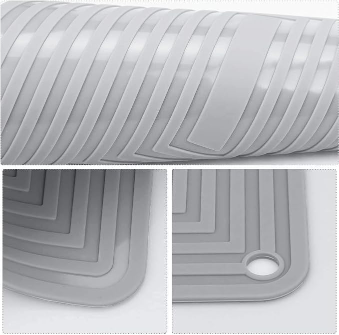 LogHog Large Silicone Trivet Mats for Hot Dishes/Pans, Heat Resistant Pot Holder, 9x12 Non Slip Flexible Durable Pot Coaster Kitchen Table Mats Set of 2 (Gray)