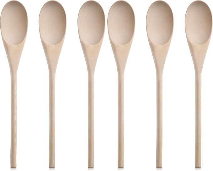 New Star Foodservice 42603 Classic Wood Kitchen Spoons Mixing Spoons, Light Yellow, Set of 3 (Pack of 2)