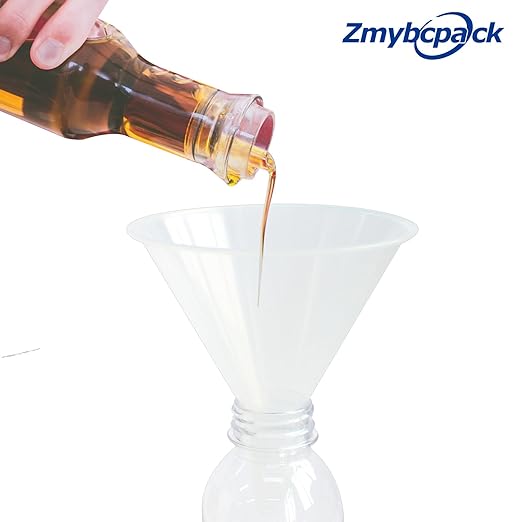 8 Pack Multi-Purpose Plastic Funnels with Long Reaching Spout (4.7”) for Water Bottle, Easy and Smooth Content Transfer by ZMYBCPACK