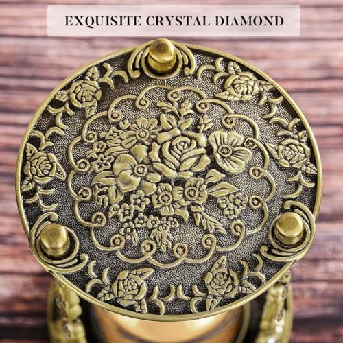 SuLiao Hourglass Sand Timer 60 Minute, 60 Min Mandala Rose Engraving Brass Gold Sand Clock,Antique Reloj De Arena 1 Hora, One Hour Glass Sandglass for Gift Home Office Desk Decor
