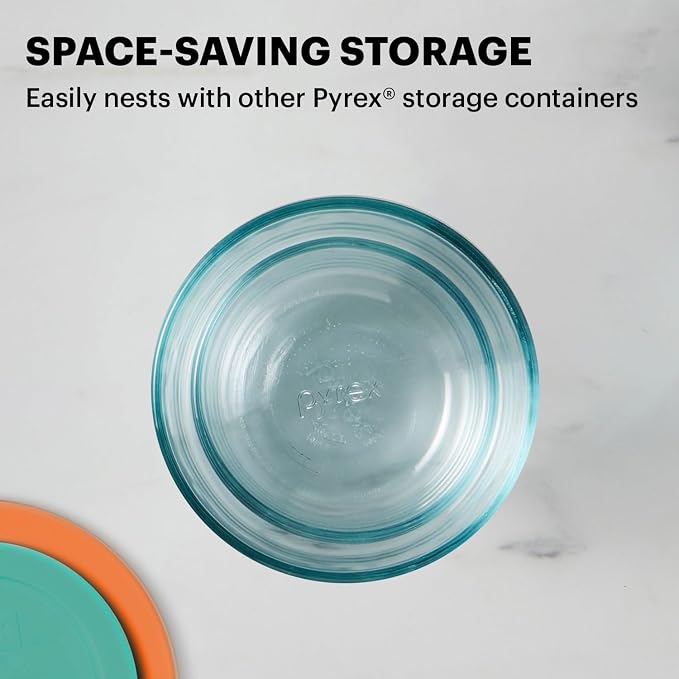 Pyrex Simply Store (8-Pack) Small Glass Food Storage Containers Set | Meal prep containers (1 & 2 cup) with BPA-free plastic lids, dishwasher & microwave safe