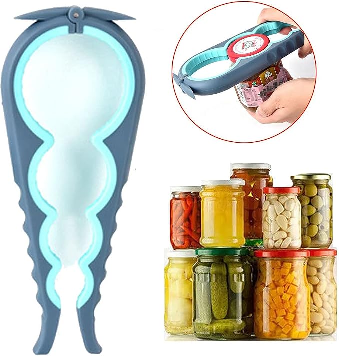 Bottle Opener for Arthritic Hand,Jar Opener for Old People, Children, Women, Those with Weak Hands,Multifunctional Kitchen Gadgets (02-Blue)