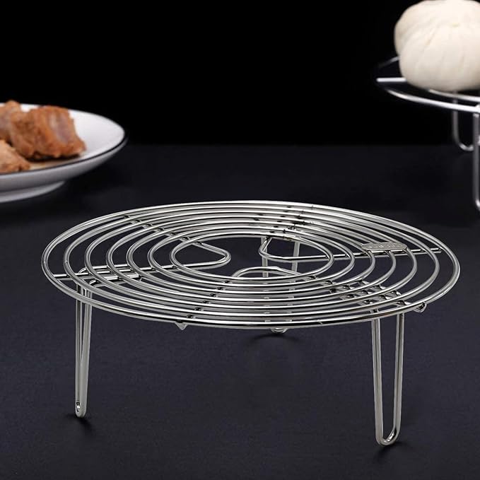 Round Steamer Rack and Cooling Rack,Stainless Steel Pot Trivet, Cooking Rack,Wire Steamer Kettle Rack Holder, Air Fryer Cooking Steamer Rack for Baking Canning Cooking Steaming, 7.9''X2.8''