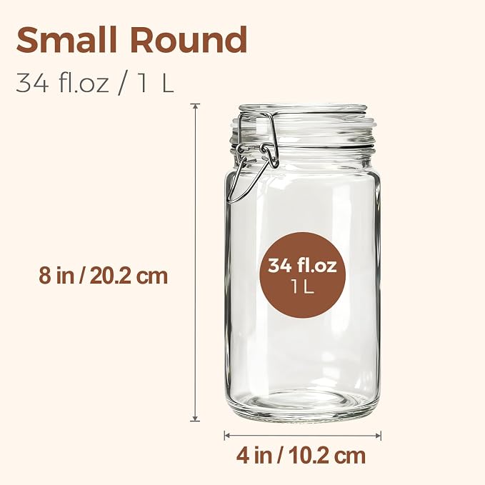 ComSaf Glass Pantry Jars with Airtight Lids 34 oz 3 Pack Coffee Canisters | Flour sugar rice, Sourdough pickling, Pantry organization, Pickling fermenting, Sourdough starter, Cabinet organization