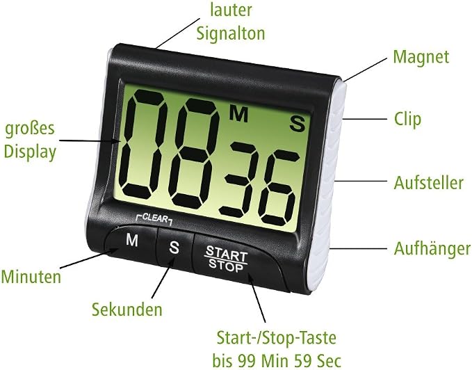Xavax Timer, Black, 8.5 x 7.5 x 3.1 cm