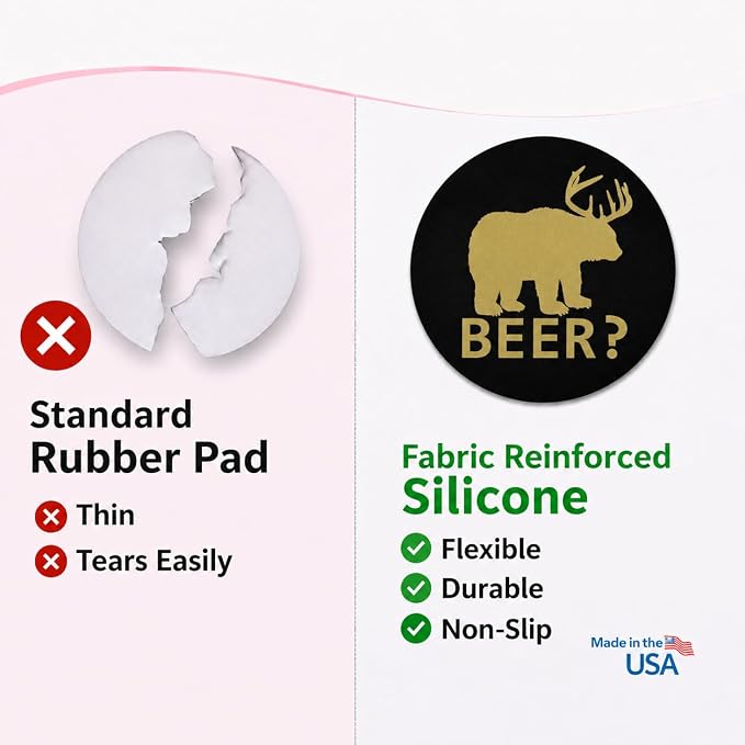 Andreas Silicone Jar Opener, Beer Bear – 6.25" Non-Slip Lid Gripper & Garlic Peeler, Food and Dishwasher Safe, Multi-Use, Durable Silicone & Fabric, Made in the USA, JO-436