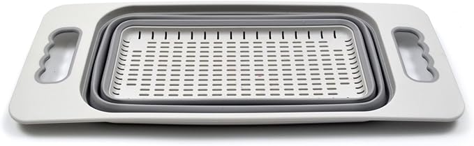 SAMMART Over The Sink Rectangular Colander (Grey)
