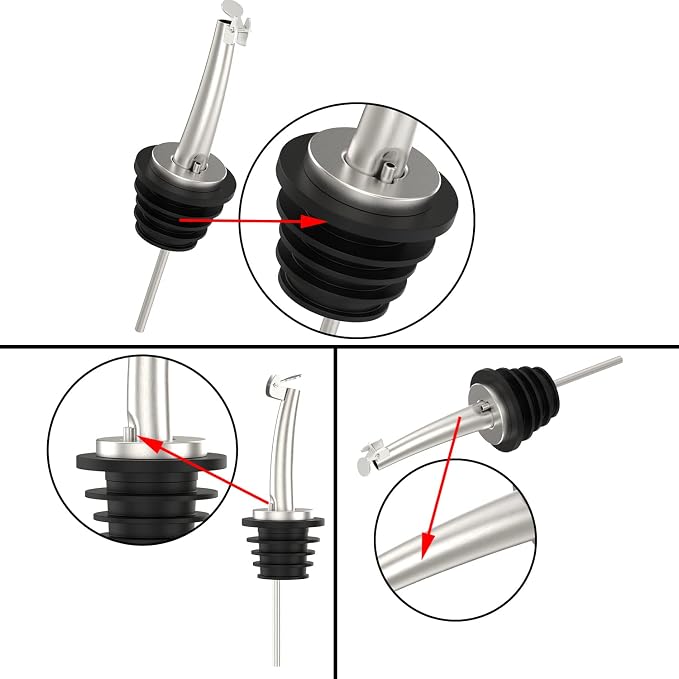 Axe Sickle 2 Pcs Oil Spout Liquor Bottle Pourer Spouts | Stainless Steel Olive Oil Dispenser Spout for About 3/4" Bottle Mouth, with Flip Top