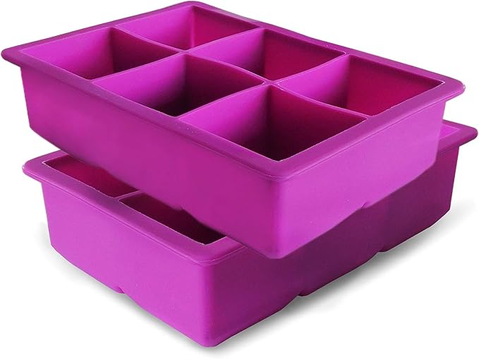 Ice Cube Mold Silicone Ice cube Tray Large Squares 2 x 6 Big Ice Cube Molds Set - Makes 12 Cubes! The Large Ice Cube Molds Made from Food Grade Silicone & are Reusable