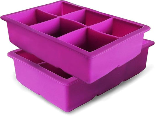 Ice Cube Mold Silicone Ice cube Tray Large Squares 2 x 6 Big Ice Cube Molds Set - Makes 12 Cubes! The Large Ice Cube Molds Made from Food Grade Silicone & are Reusable
