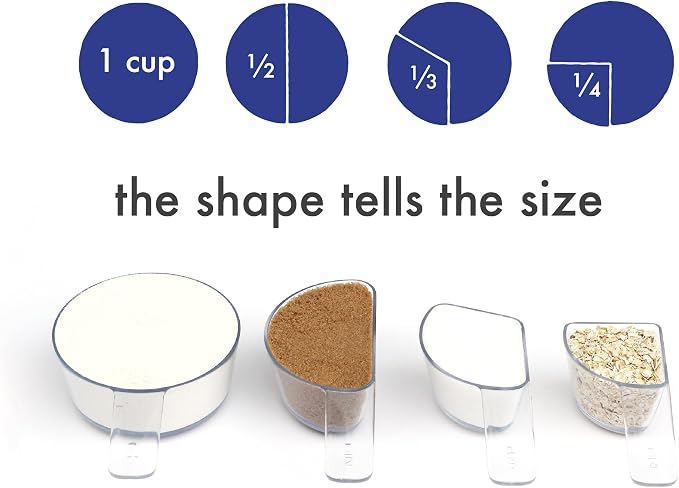 Visual Measuring Cups – Easy-Read, Fraction Shaped Measuring Cups – Clear, Shatterproof and Dishwasher Safe, Made in USA