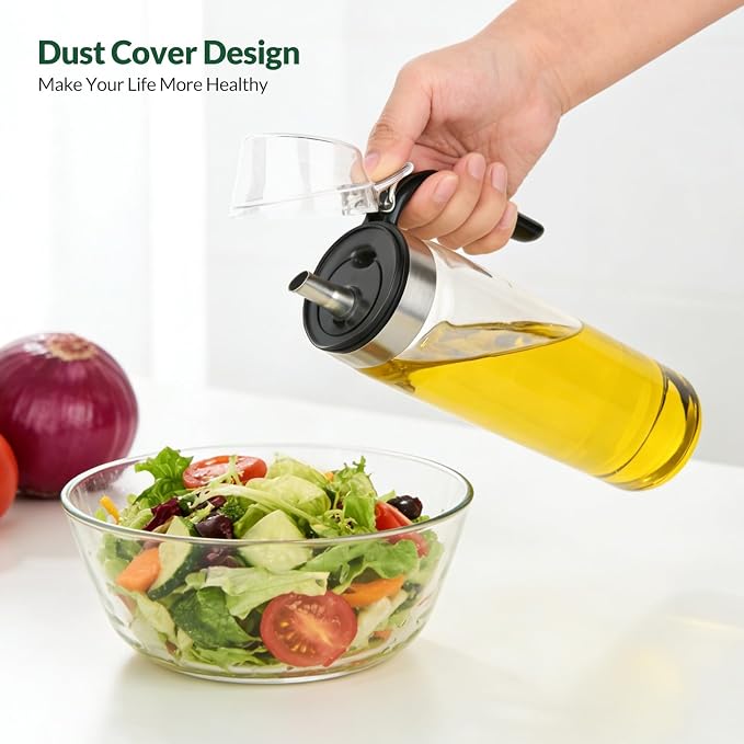 hotder Oil Bottles, Olive Oil Dispenser, Oil Dispenser Bottles, Oil Dispenser, Oil Dispenser Bottle for Kitchen, Glass Oil Bottle 500ml, Easy Refill & Cleaning Non-Drip Spout(500ml 2pcs)