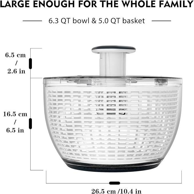 Ourokhome Salad Spinner Lettuce Spinner, One-handed Easy Press Large Salad Dryer Mixer and Rotary Cheese Grater Shredder - 3 Drum Blades Manual Speed Round Food Slicer Nut Grinder