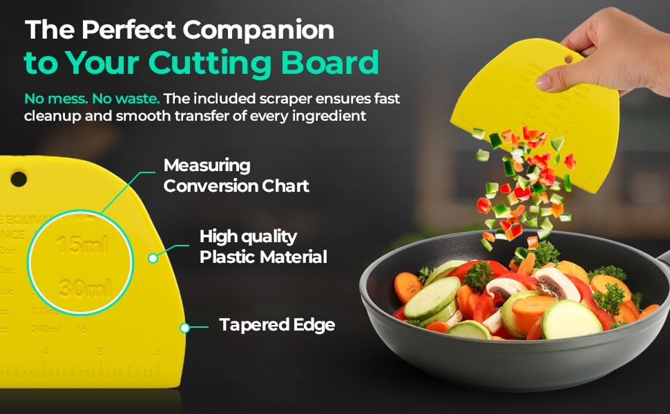 Titanium Cutting Board 16 x 11 – Double Sided Cutting Boards Non-Toxic, Titanium Cutting Boards for Kitchen, Ideal for Meat, Vegetables, Fruits & Dough Preparations with Food Grade Plastic Scraper