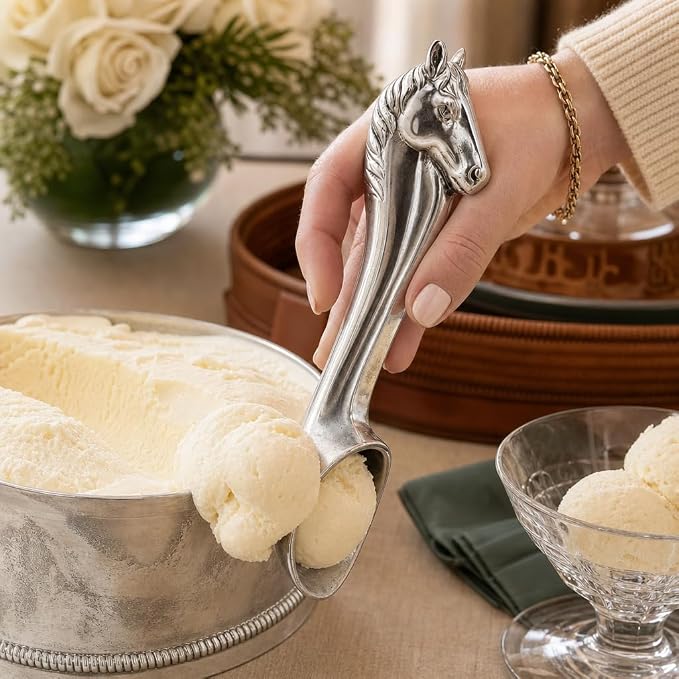 Arthur Court Horse Ice Cream Scoop - Premium Aluminum Equestrian Serveware - 10 Inch Long for Ice Cream and Desserts