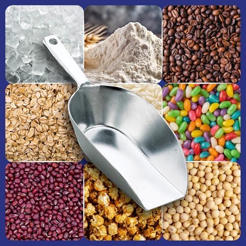 HIC Kitchen Flat Bottom Food Utility Scoop, 10.5-Inches, 265-Millimeters, Commercial-Grade Anodized Cast Aluminum
