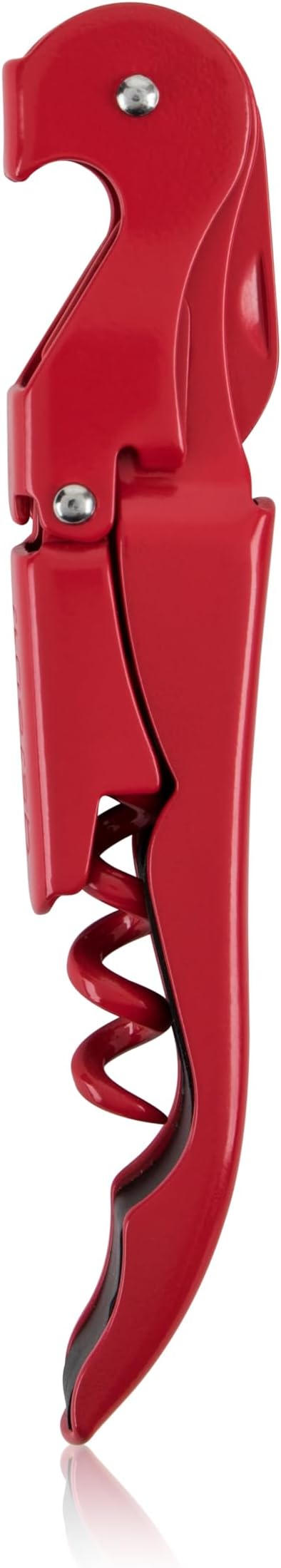 True Truetap Double Hinged Waiter's Corkscrew Wine Opener, Stainless Steel Wine Bottle Opener with Built In Foil Cutter, Home Bar Tools, Bar Cart Accessories, Wedding Gifts, Set of 1, Solid Red