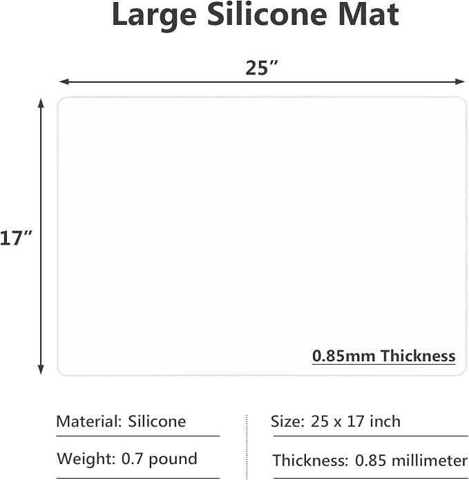 Silicone Mats for Kitchen Counter, Large Silicone Countertop Protector 25" by 17", Nonskid Heat Resistant Desk Saver Pad, Multipurpose Mat, Placemat, White