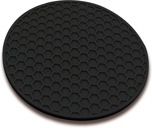 Silicone Non-Slip, Heat Resistant & Water-Trapping Trivet Mats for Water Glasses & Teacup & Coffee Cup & Dishes & Cookware, Multipurpose Kitchen Table Coaster, 3.5-Inch, Black