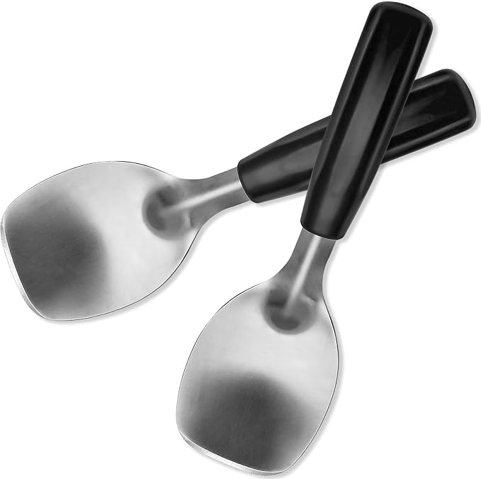 9" Heavy Duty Ice Cream Spade,Non-Slip Stainless Steel Spoon Scraper,Perfect Paddle for Scooping and Serving Hard Frozen Treats Gelato and Creamier Frozen Desserts(2PCS)