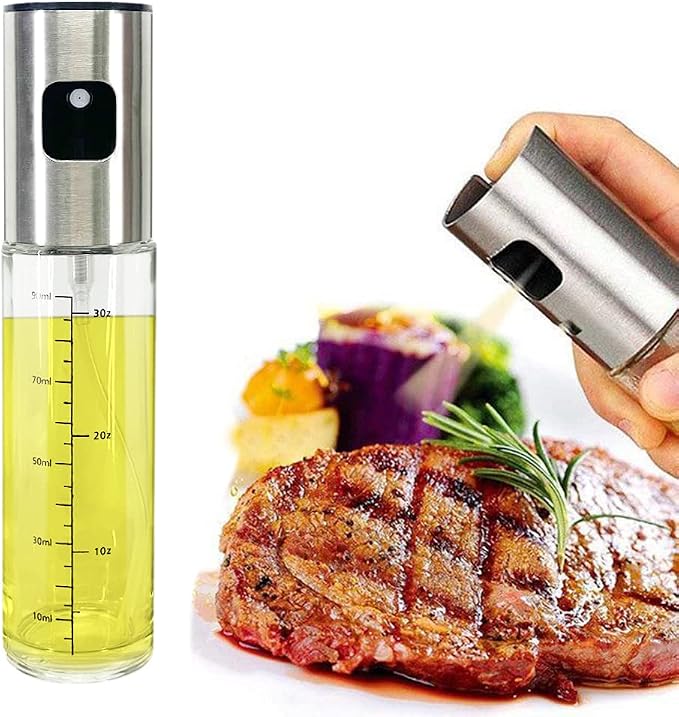 100ml Oil Sprayer Dispenser Oil Spray Bottle Vinegar Sprayer Dressing Spray with Brush Portable Grilling Olive Oil Glass Bottle Kitchen Gadgets for Salad Baking BBQ Air Fryer Roasting