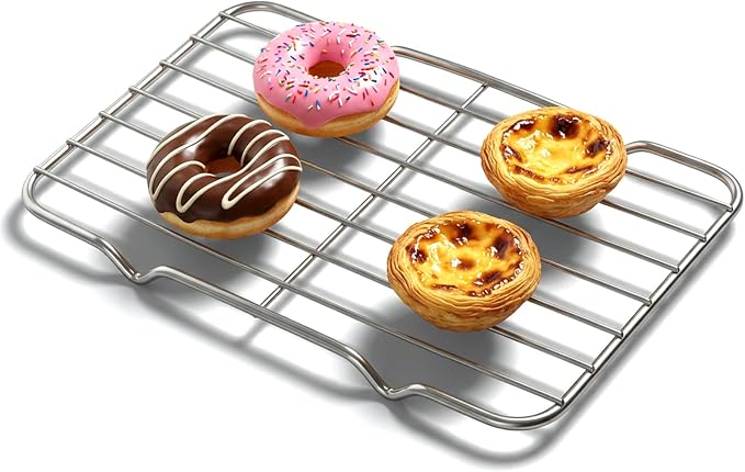 Small Cooling Rack, Stainless Steel Small Wire Rack for Cooking, Heavy Duty Small Baking Rack, with 4 Legs Rectangle Wire Cooking Racks for Meat, 5.3 X 8.46Inch