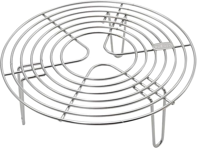 Round Steamer Rack and Cooling Rack,Stainless Steel Pot Trivet, Cooking Rack,Wire Steamer Kettle Rack Holder, Air Fryer Cooking Steamer Rack for Baking Canning Cooking Steaming, 7.9''X2.8''